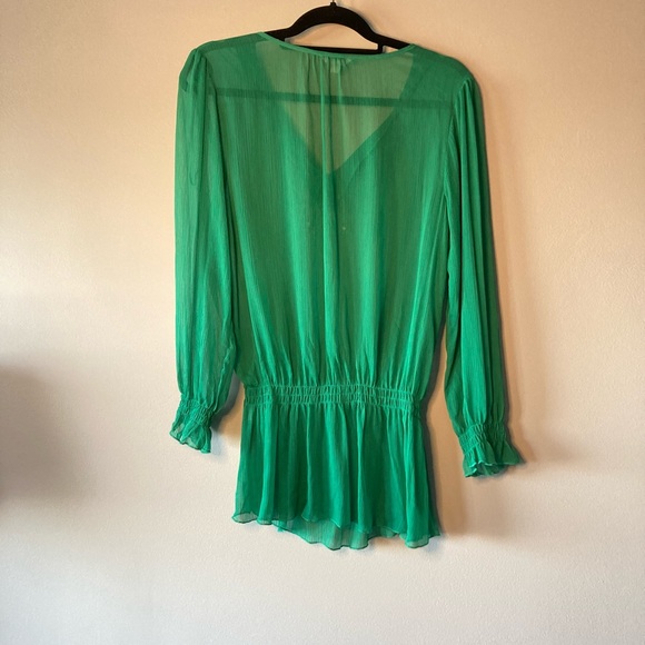 Harlow Zee Peasant Boho Sexy Sheer Green Gold Beaded M. - Picture 3 of 4